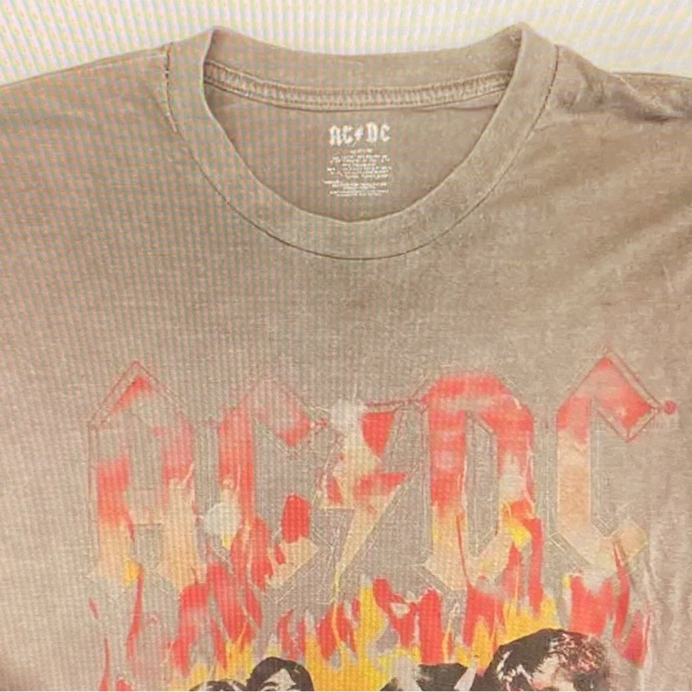 AC/DC Gray and Red Short Sleeve Tee